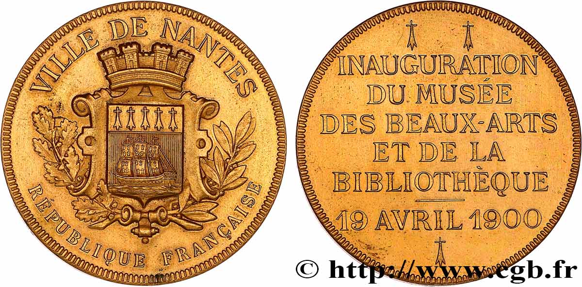 TROISIÈME RÉPUBLIQUE Médaille, inauguration du Musée des Beaux-Arts et de la bibliothèque SUP