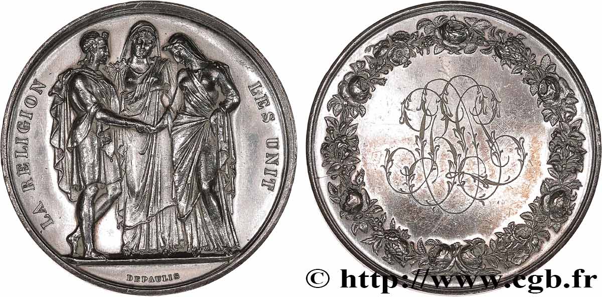 LOVE AND MARRIAGE Médaille de mariage, La Religion les unit AU