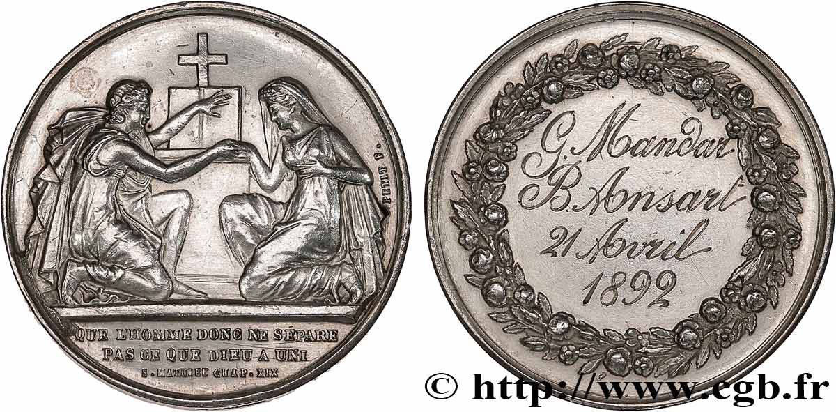 AMOUR ET MARIAGE Médaille de mariage, Evangile de St Mathieu AU