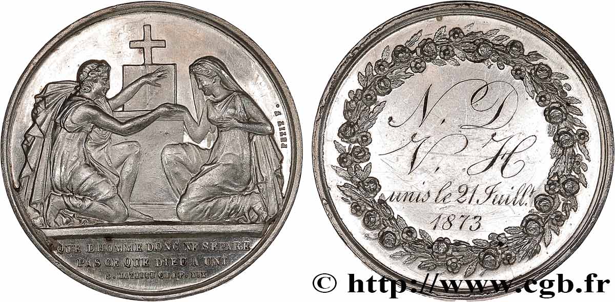 AMOUR ET MARIAGE Médaille de mariage, Evangile de St Mathieu AU/AU