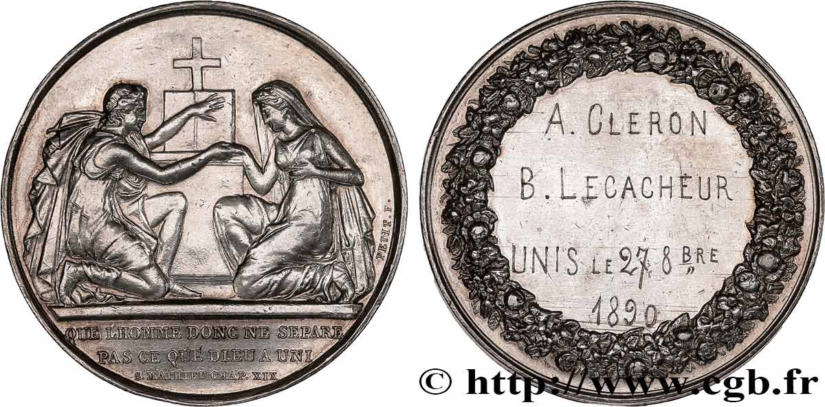AMOUR ET MARIAGE Médaille de mariage, Evangile de St Mathieu TTB