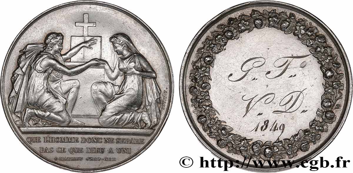 AMOUR ET MARIAGE Médaille de mariage, Evangile de St Mathieu TTB+