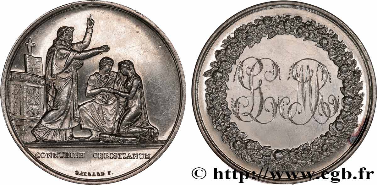 Médaille De Mariage En Argent - 24 Juillet 1890, 14,11 Grammes, époque XIXème