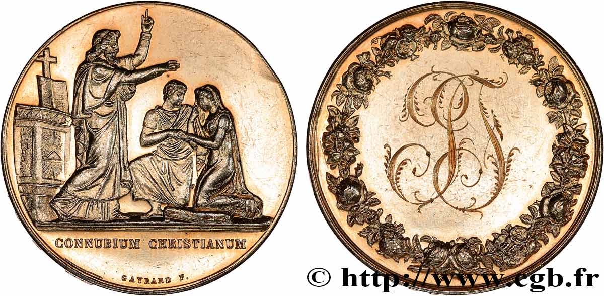 AMOUR ET MARIAGE Médaille de mariage, Connubium Christianum TTB+/SUP