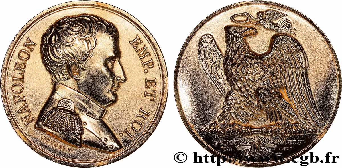 PRIMO IMPERO Médaille, Napoléon Empereur et Roi, refrappe q.SPL