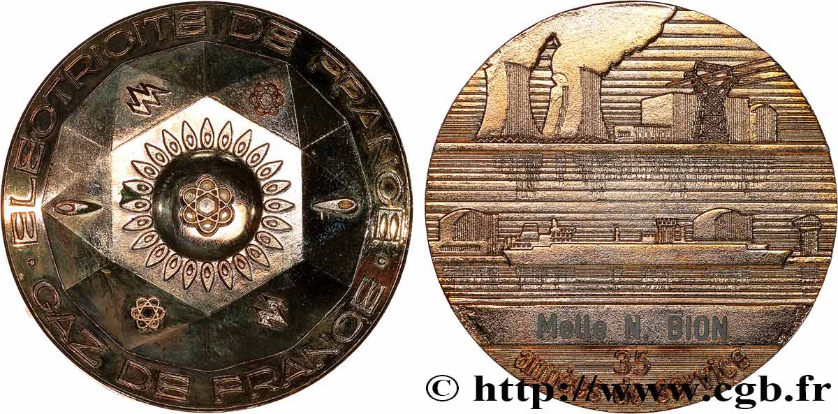 COMPANIES, INDUSTRIES AND MISCELLANEOUS TRADES Médaille, EDF, 35 années de service AU/AU