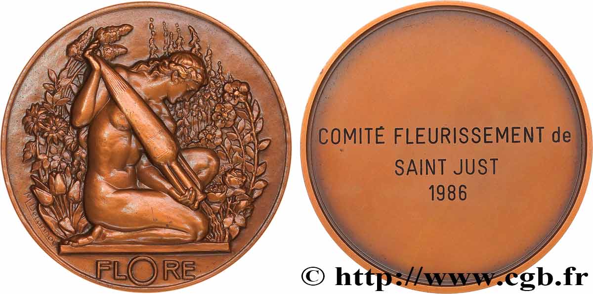 QUINTA REPUBLICA FRANCESA Médaille, Flore, Comité de fleurissement EBC