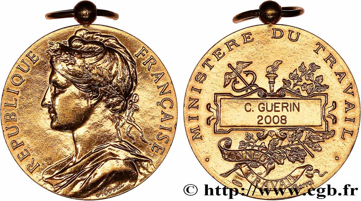 QUINTA REPUBLICA FRANCESA Médaille d’honneur du travail EBC