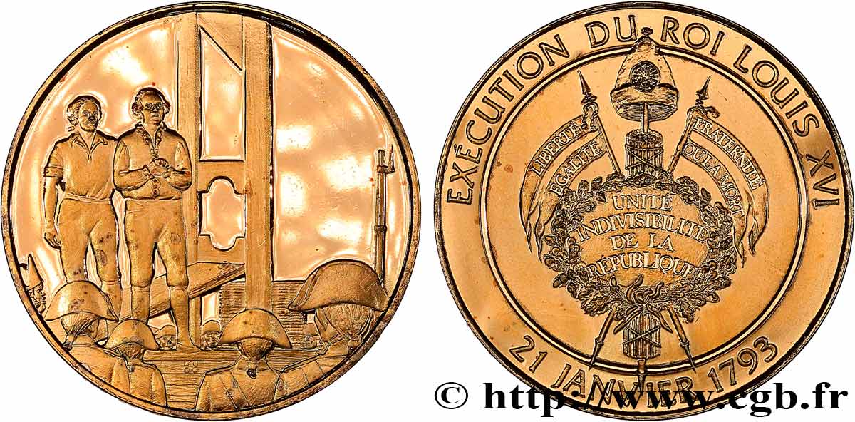 QUINTA REPUBLICA FRANCESA Médaille, Exécution du roi Louis XVI EBC