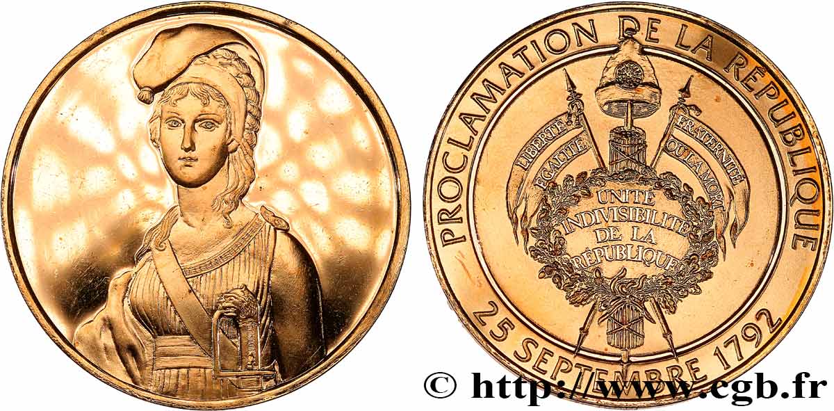 QUINTA REPUBLICA FRANCESA Médaille, Proclamation de la république EBC