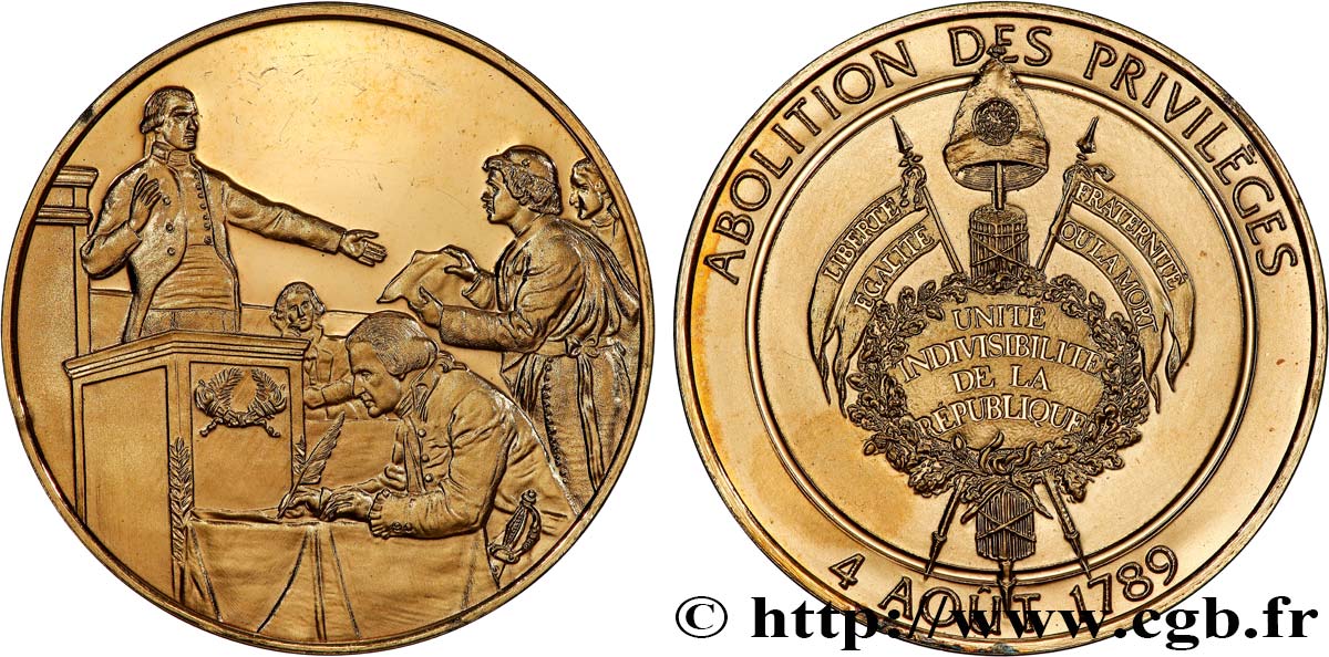 CINQUIÈME RÉPUBLIQUE Médaille, Abolition des privilèges SUP