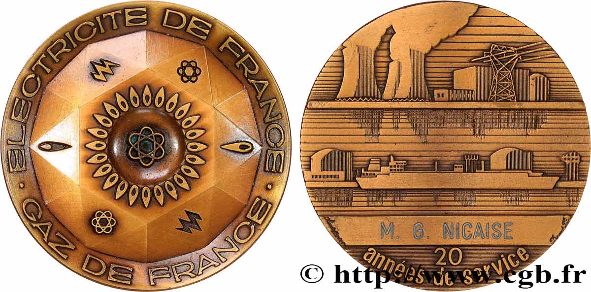 COMPANIES, INDUSTRIES AND MISCELLANEOUS TRADES Médaille, EDF, 20 années de service AU