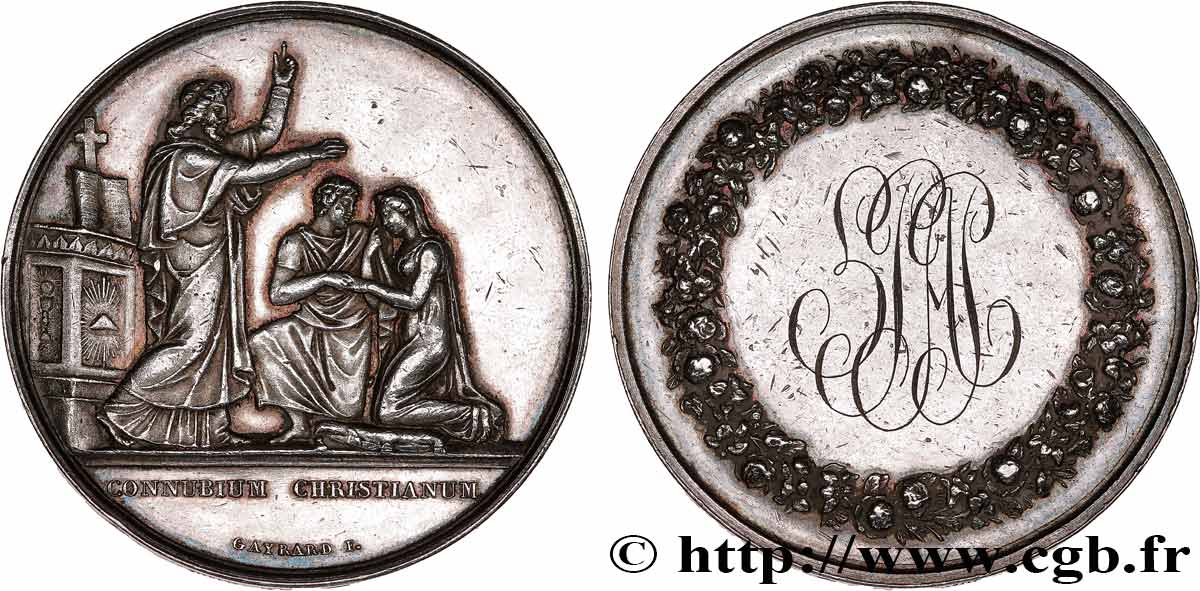 AMOUR ET MARIAGE Médaille de mariage, Connubium Christianum TTB