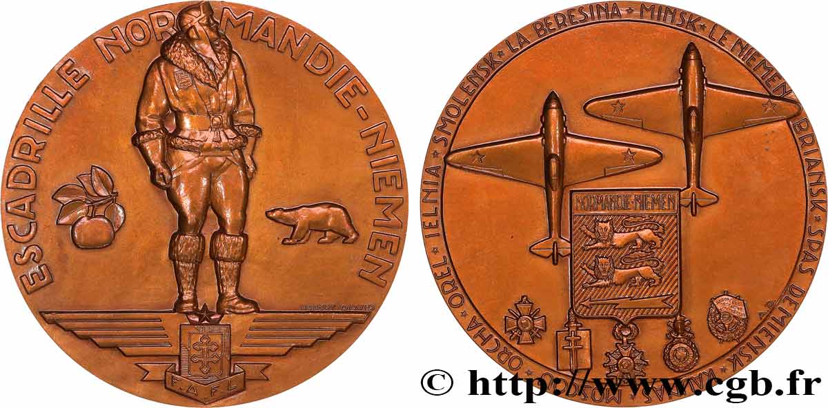 AERONAUTICS - AVIATION : AVIATORS & AIRPLANES Médaille, Escadrille Normandie-Niémen EBC