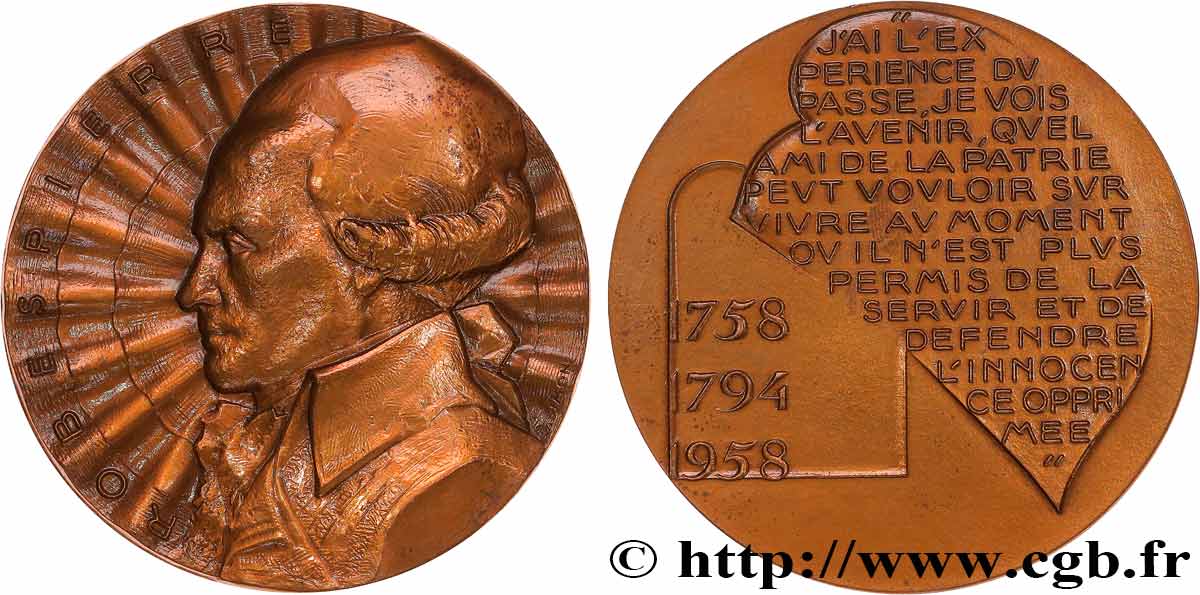 NATIONALKONVENT Médaille, Bicentenaire de la naissance de Maximilien Robespierre fVZ