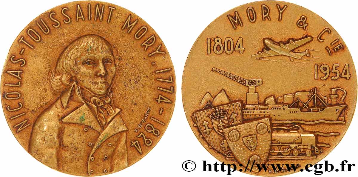 TRANSPORTS (TRAINS, BUS, TRAMWAYS, BATEAUX...) Médaille, Nicolas Toussaint Mory, 150e anniversaire de Mory & Cie MBC