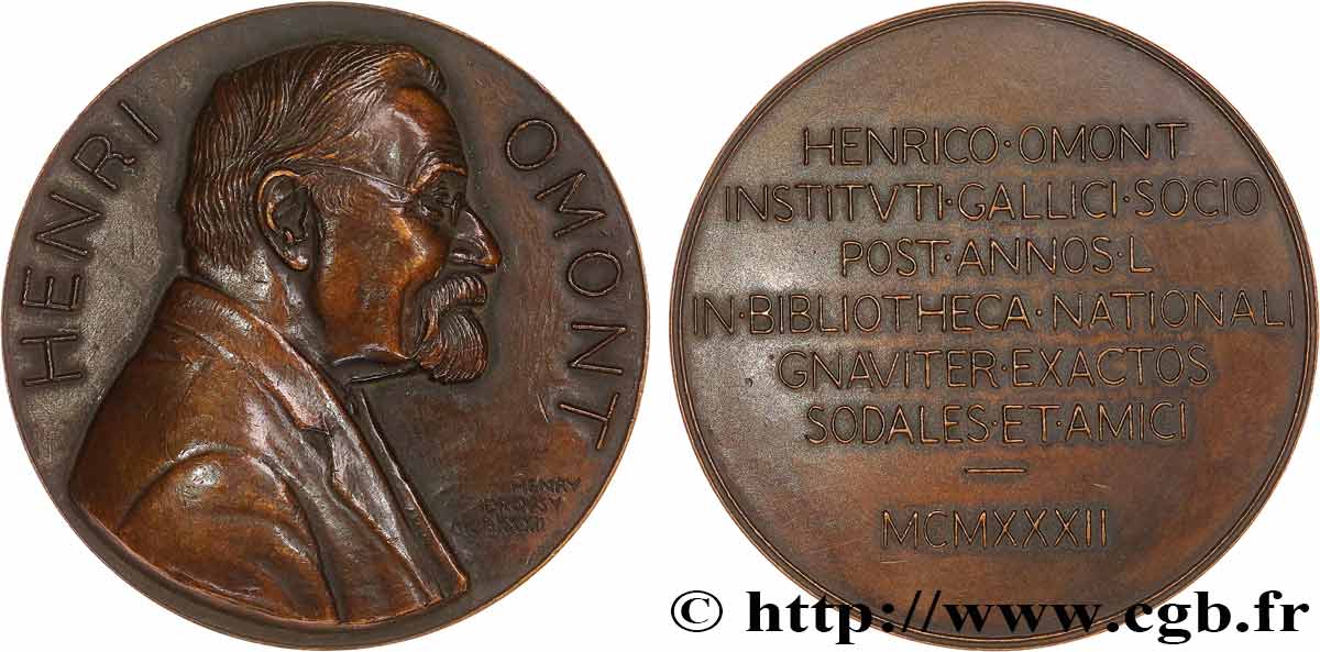 TROISIÈME RÉPUBLIQUE Médaille, Henri Omont TTB+