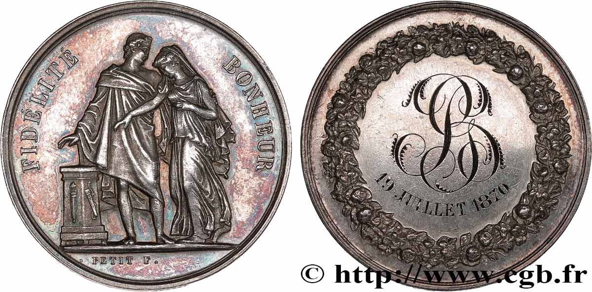 AMOUR ET MARIAGE Médaille de mariage, Fidélité et Bonheur fVZ