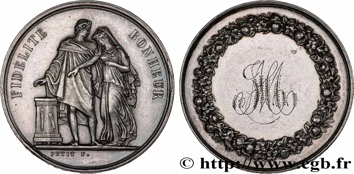 AMOUR ET MARIAGE Médaille de mariage, Fidélité et Bonheur SS