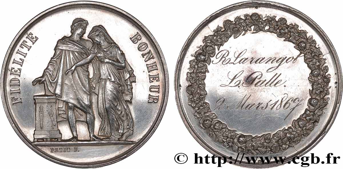 AMOUR ET MARIAGE Médaille de mariage, Fidélité et Bonheur fVZ