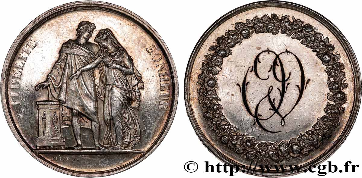 AMOUR ET MARIAGE Médaille de mariage, Fidélité et Bonheur fVZ