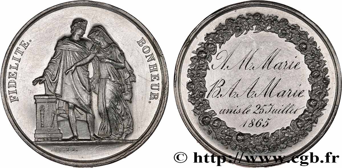 AMOUR ET MARIAGE Médaille de mariage, Fidélité et Bonheur SS