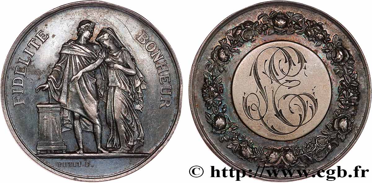 AMOUR ET MARIAGE Médaille de mariage, Fidélité et Bonheur AU