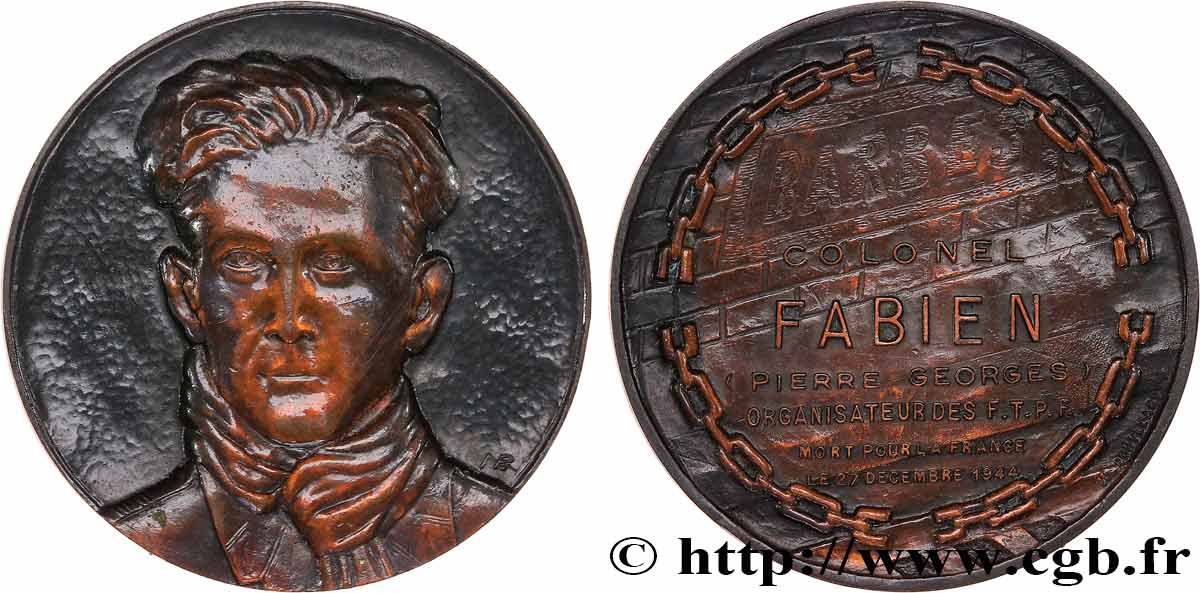 FUNFTE FRANZOSISCHE REPUBLIK Médaille, Colonel Fabien VZ