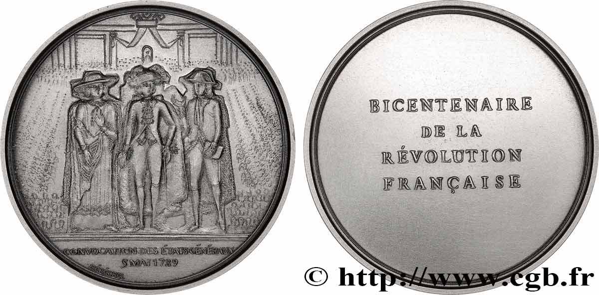 V REPUBLIC Médaille, Bicentenaire de la Révolution, Convocation des États généraux AU