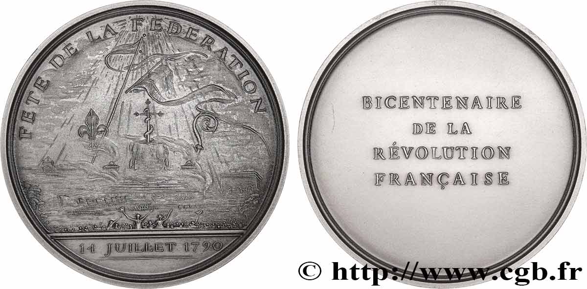 CINQUIÈME RÉPUBLIQUE Médaille, Bicentenaire de la Révolution, 14 Juillet 1790 SUP