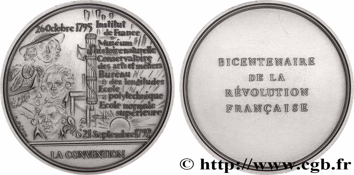 CINQUIÈME RÉPUBLIQUE Médaille, Bicentenaire de la Révolution, La Convention SUP