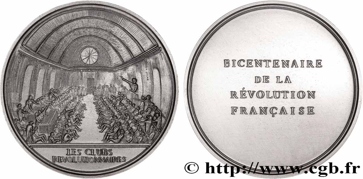CINQUIÈME RÉPUBLIQUE Médaille, Bicentenaire de la Révolution, Les clubs révolutionnaies SUP