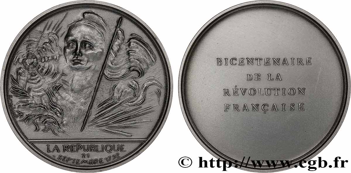 QUINTA REPUBBLICA FRANCESE Médaille, Bicentenaire de la Révolution, La République SPL