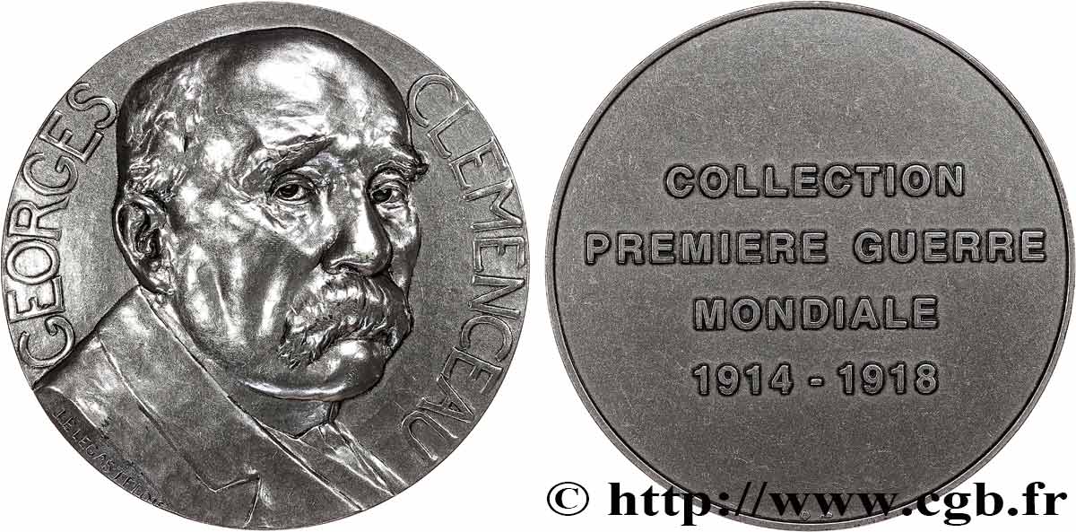 CINQUIÈME RÉPUBLIQUE Médaille, Georges Clémenceau, Collection première guerre mondiale TTB+