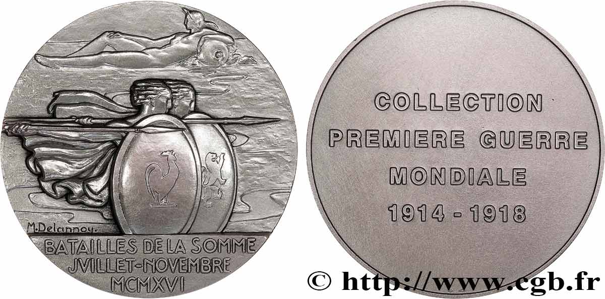 CINQUIÈME RÉPUBLIQUE Médaille, Batailles de la Somme, Collection première guerre mondiale TTB+
