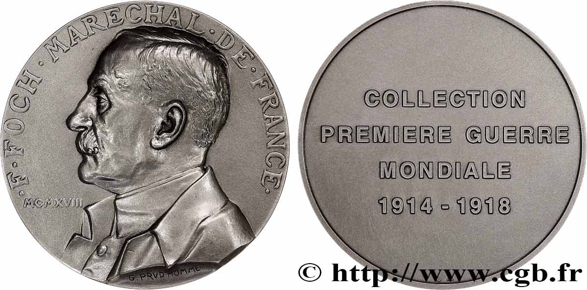 CINQUIÈME RÉPUBLIQUE Médaille, Maréchal Foch, Collection première guerre mondiale SUP