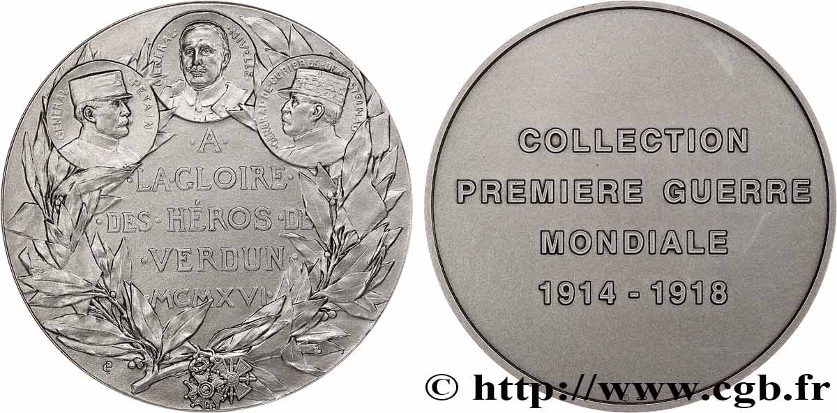 CINQUIÈME RÉPUBLIQUE Médaille, à la gloire des Héros de Verdun, Collection première guerre mondiale SUP