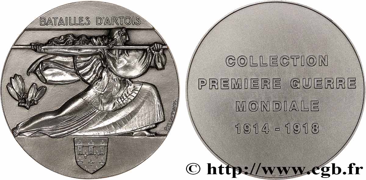 QUINTA REPUBLICA FRANCESA Médaille, Batailles d’Artois, Collection première guerre mondiale EBC