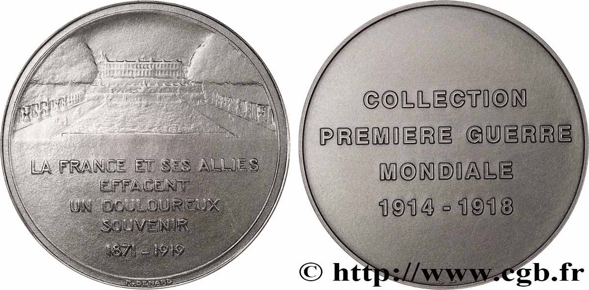 FUNFTE FRANZOSISCHE REPUBLIK Médaille, La France et ses alliés effacent un douloureux souvenir, Collection première guerre mondiale VZ