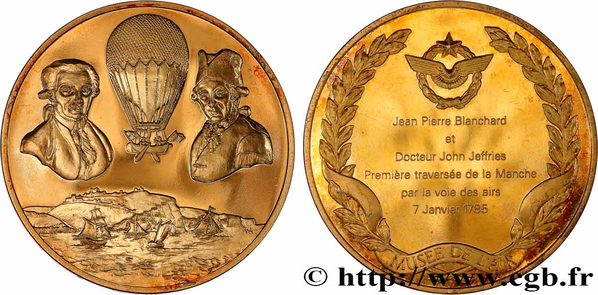 AÉRONAUTIQUE - AVIATION : AVIATEURS & AVIONS Médaille, L’Histoire de la Conquête de l’Air, Première traversée de la Manche SUP