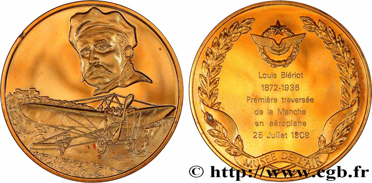 AERONAUTICS - AVIATION : AVIATORS & AIRPLANES Médaille, L’Histoire de la Conquête de l’Air, Première traversée de la Manche en aéroplane EBC