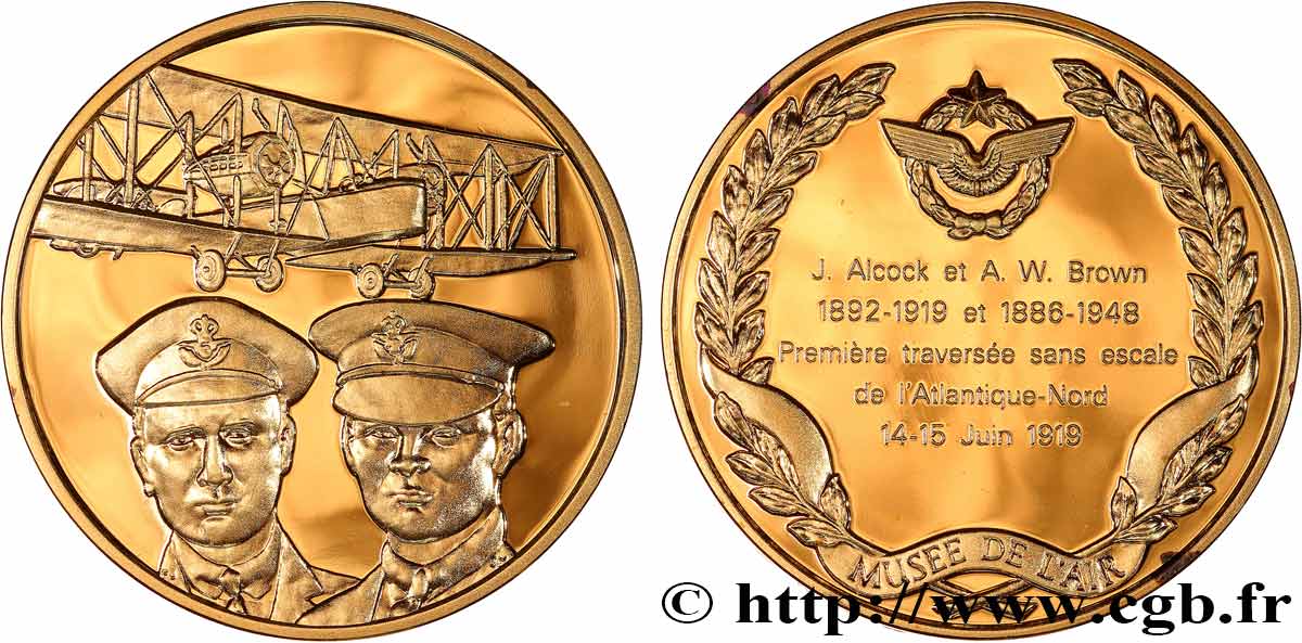 AERONAUTICS - AVIATION : AVIATORS & AIRPLANES Médaille, L’Histoire de la Conquête de l’Air, Première traversée sans escale de l’Atlantique-Nord SPL+