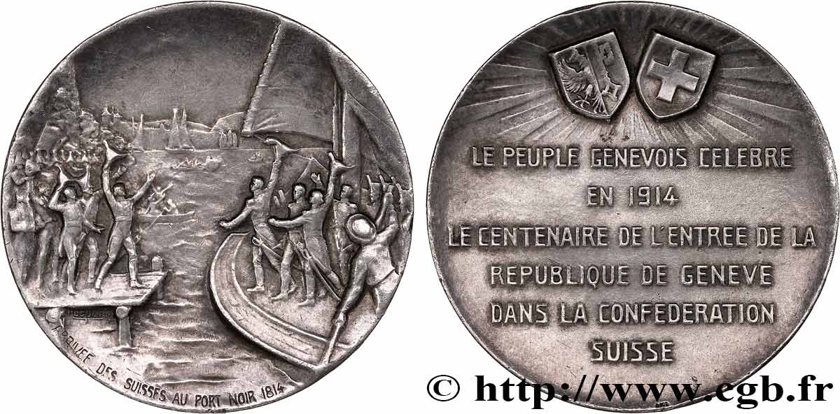SUISSE - CONFÉDÉRATION HELVÉTIQUE Médaille, Centenaire de l’entrée de la République de Genève TTB