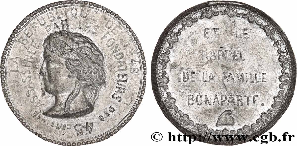DEUXIÈME RÉPUBLIQUE Médaille, Critique de l impôt des 45 centimes et de l élection de Louis-Napoléon Bonaparte TTB/TTB+