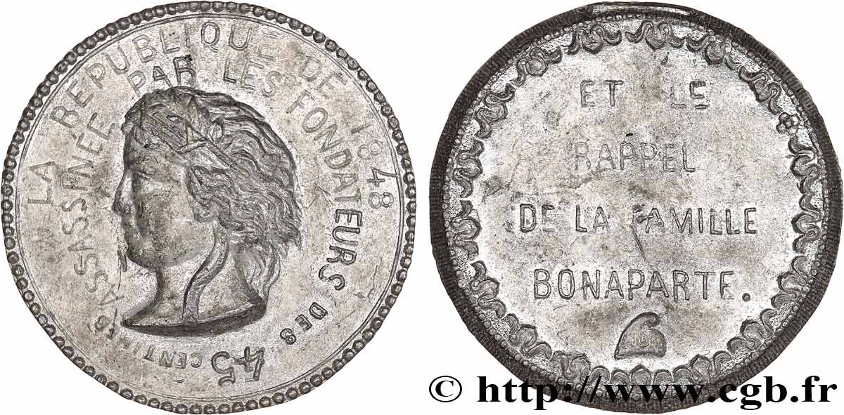 DEUXIÈME RÉPUBLIQUE Médaille, Critique de l impôt des 45 centimes et de l élection de Louis-Napoléon Bonaparte SS/fVZ