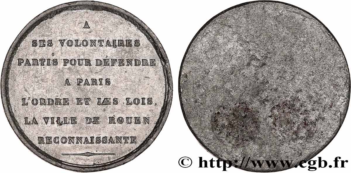 DEUXIÈME RÉPUBLIQUE Médaille, Aux volontaires partis défendre Paris SS