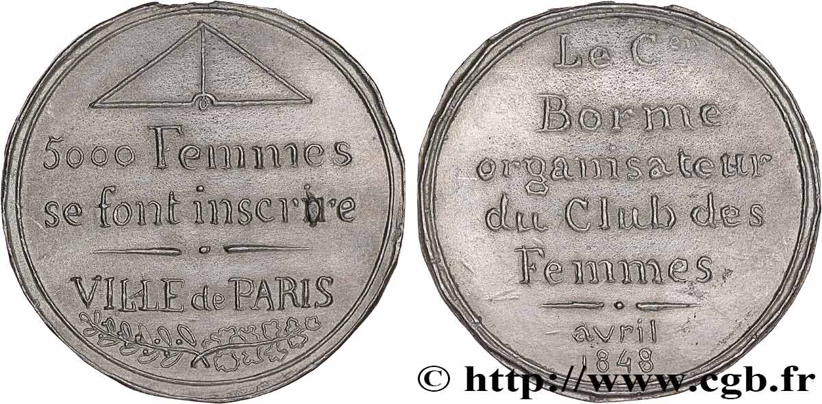 DEUXIÈME RÉPUBLIQUE Médaille, Club des femmes TTB+