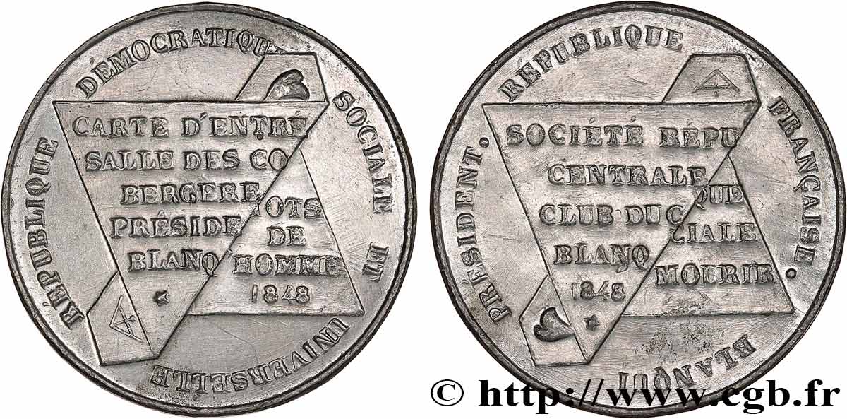 SECOND REPUBLIC Médaille, Club de la société républicaine centrale AU