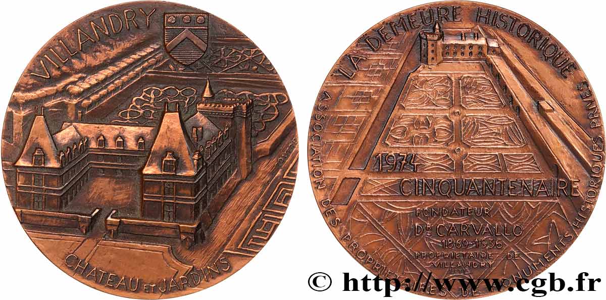 MONUMENTS ET HISTOIRE Médaille, Château et jardins de Villandry TTB+