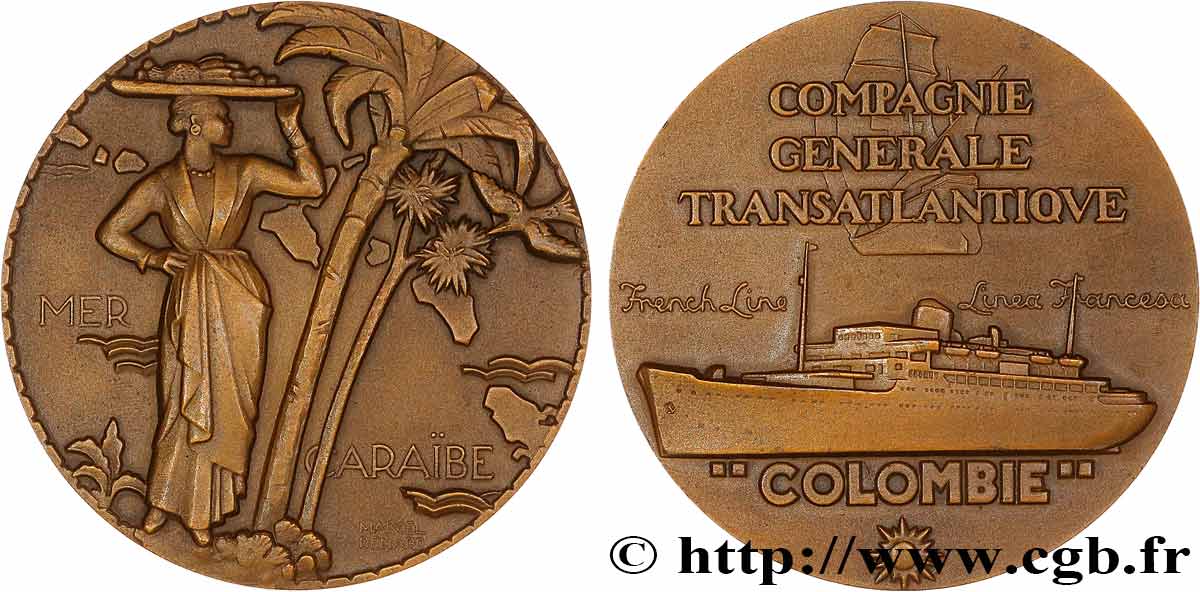 DRITTE FRANZOSISCHE REPUBLIK Médaille, Paquebot Colombie fVZ